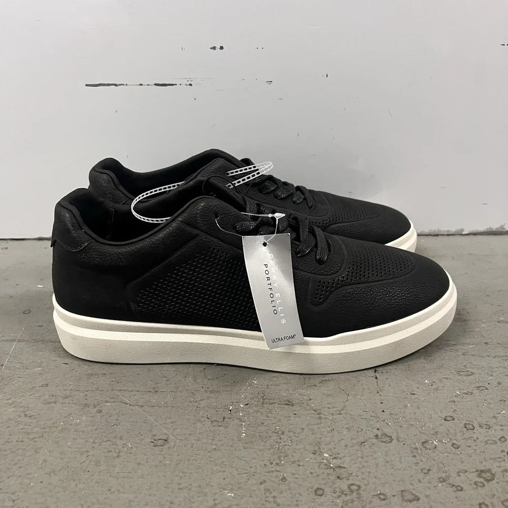 Perry Ellis Black/White Portfolio Court Sport‎ II Ultra Foam Shoes Mens Sz 8.5